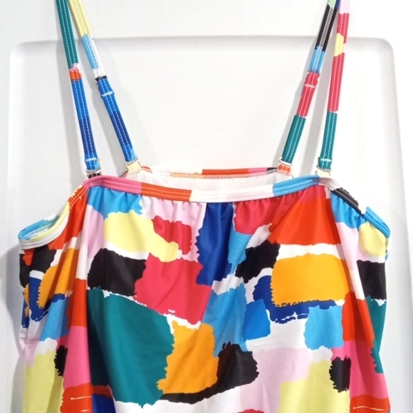 HOLIPICK MULTI COLORED TANKINI BLACK MID RISE BOTTOMS SIZE LARGE NWT - Picture 3 of 6